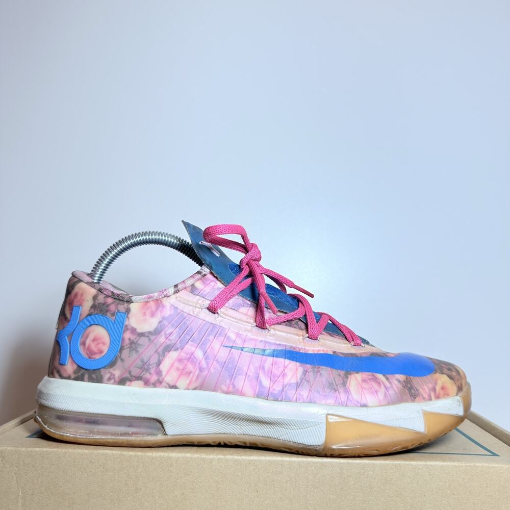 Nike KD 6 Aunt Pearl GS Youth Size 7Y Floral Pink Blue Basketball Shoes Sneaker